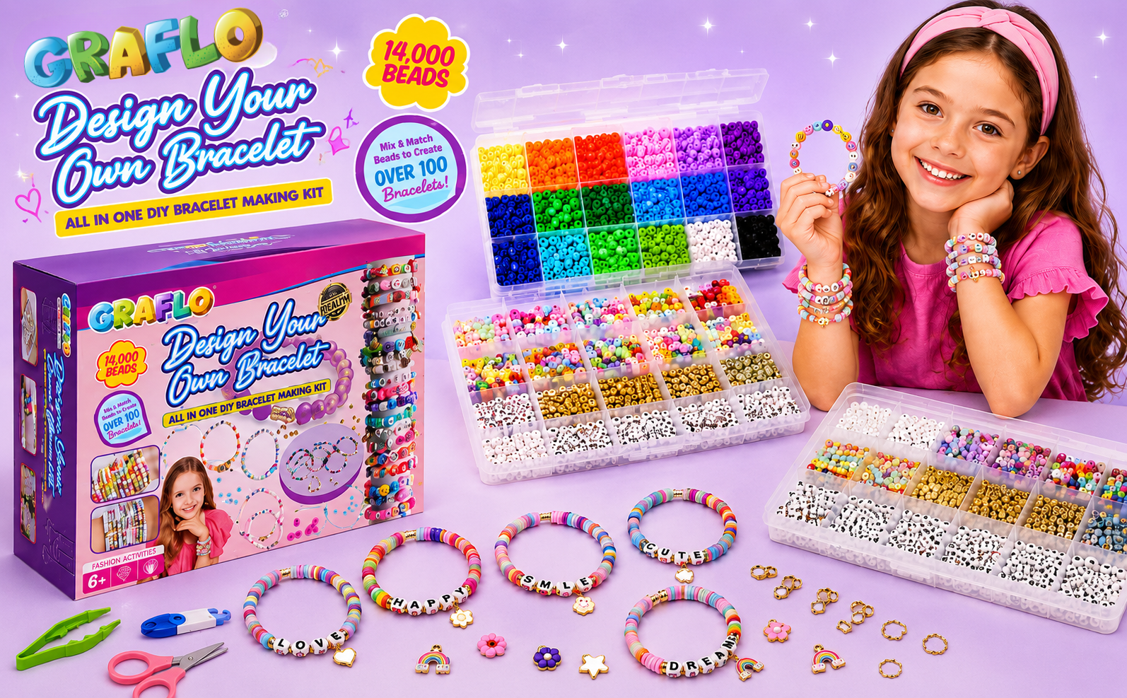 Ultimate Bracelet Making Kit for Girls - 14,000 Colorful Beads, DIY Jewelry Set (Ages 6+) - feature 3