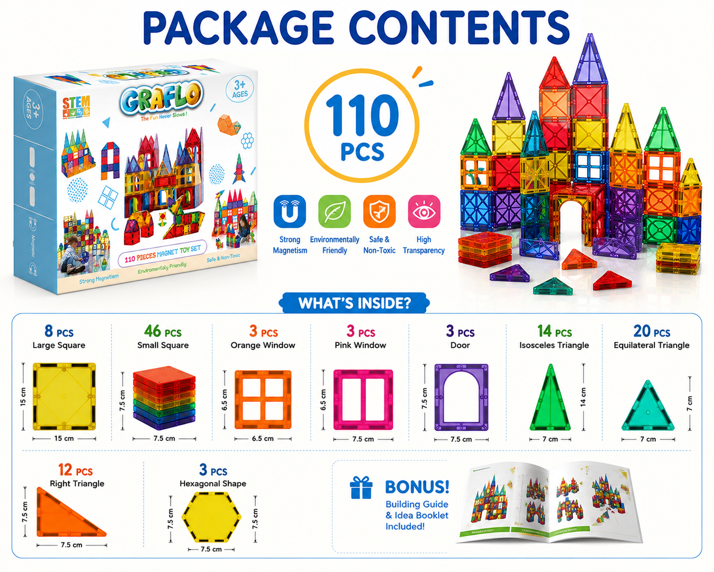 GRAFLO Colorful magnetic building toy set
