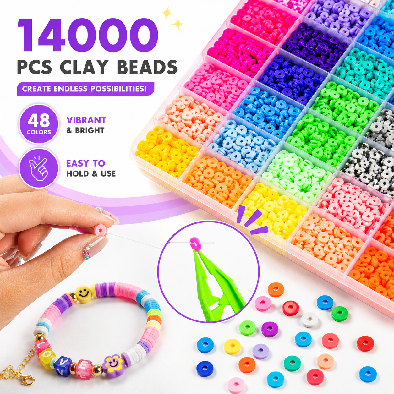 Ultimate Bracelet Making Kit for Girls - 14,000 Colorful Beads, DIY Jewelry Set (Ages 6+) - product photo