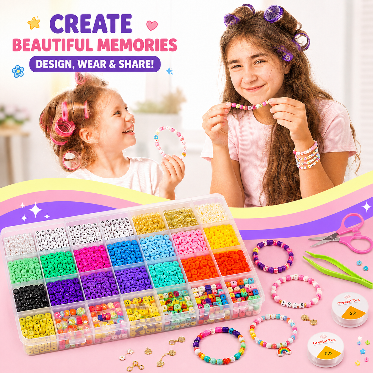 Ultimate Bracelet Making Kit for Girls - 14,000 Colorful Beads, DIY Jewelry Set (Ages 6+) - product photo