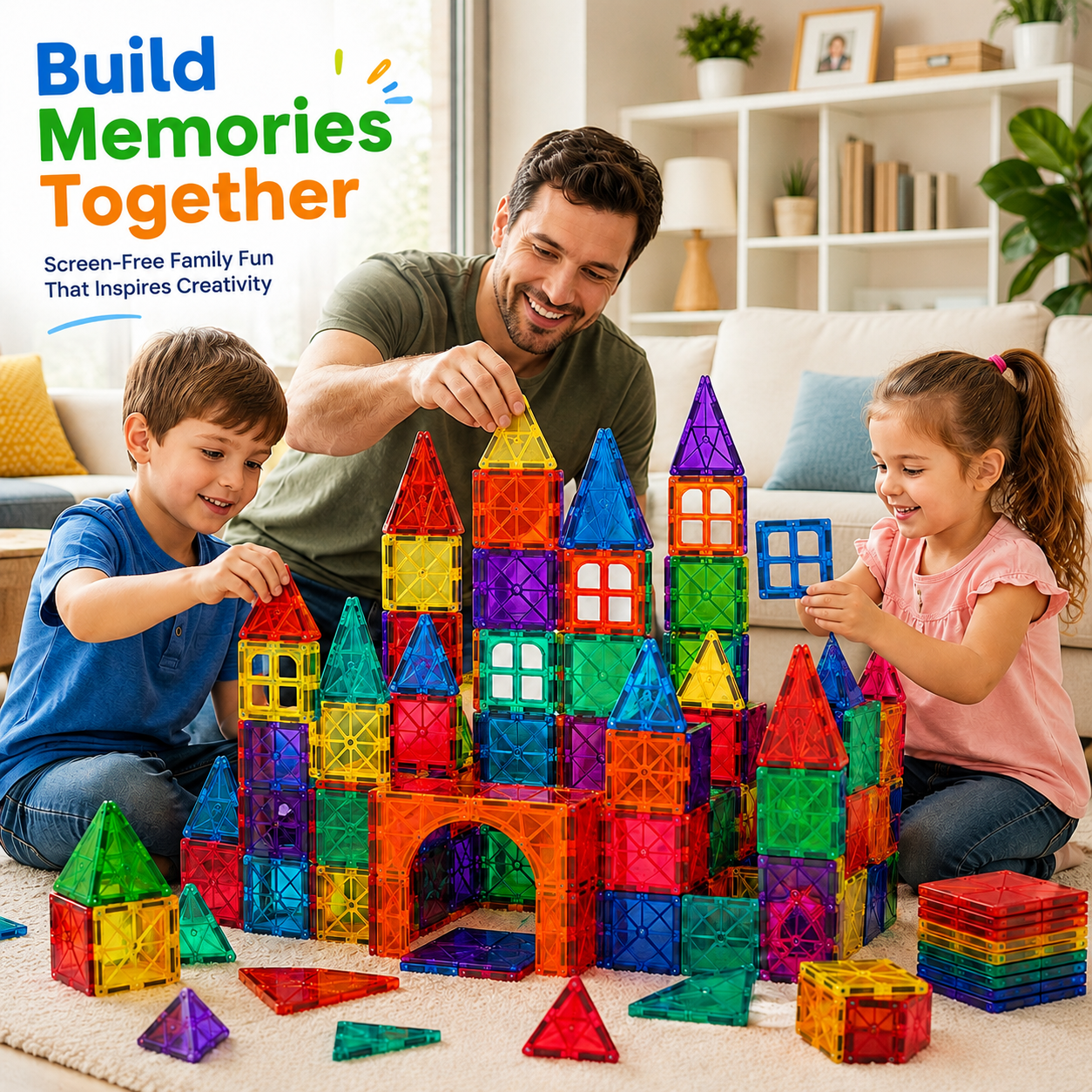 Children building colorful castle together from GRAFLO
