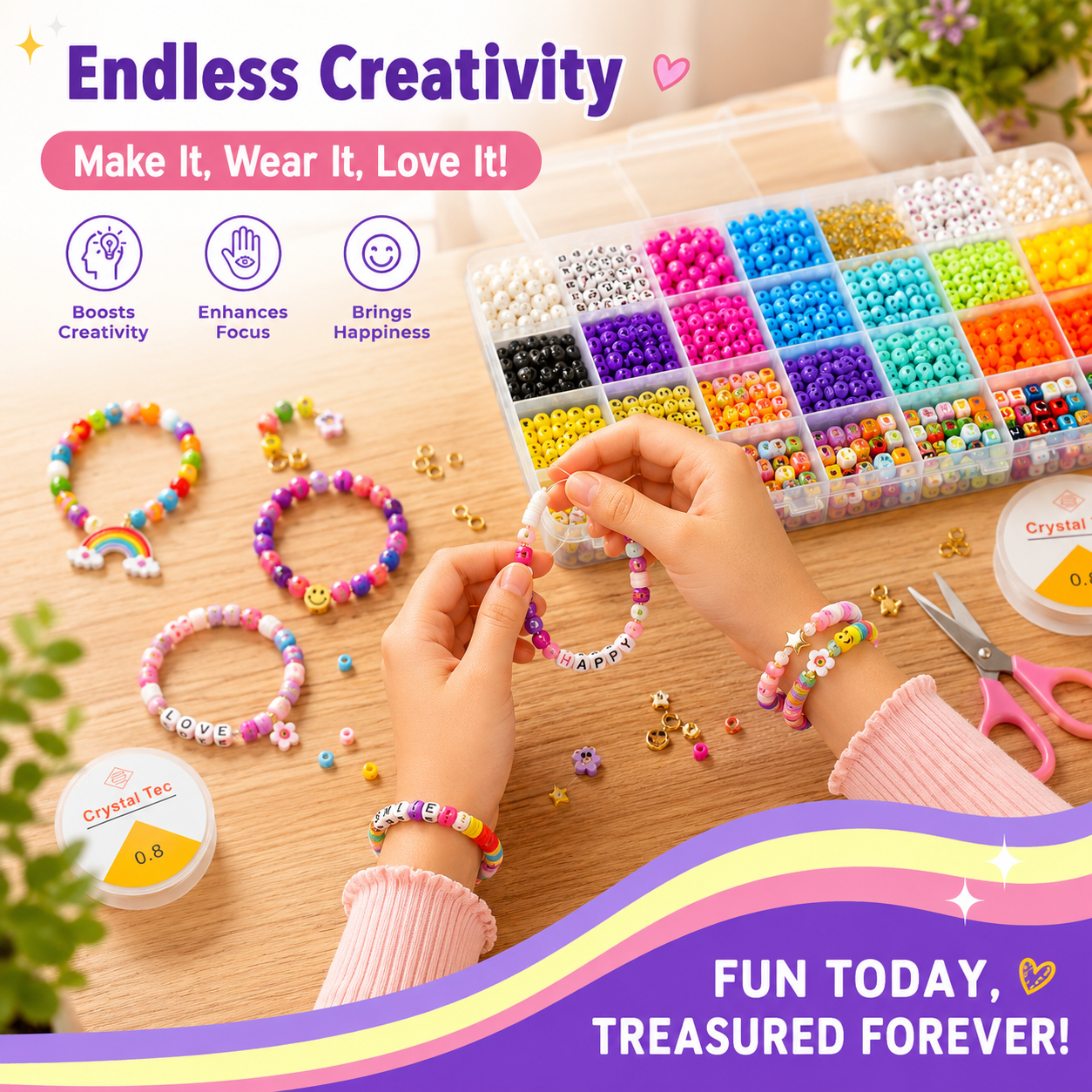 Ultimate Bracelet Making Kit for Girls - 14,000 Colorful Beads, DIY Jewelry Set (Ages 6+) - product photo