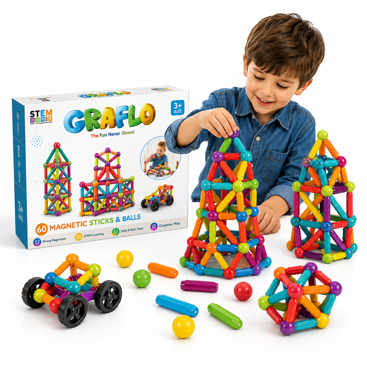 Magnetic Sticks 60 Pcs