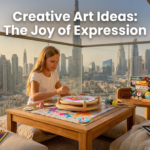 Child using a paint spinner for creative art in a Dubai apartment