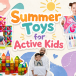 Summer toys for active kids with scooters, outdoor games, and screen-free play toys