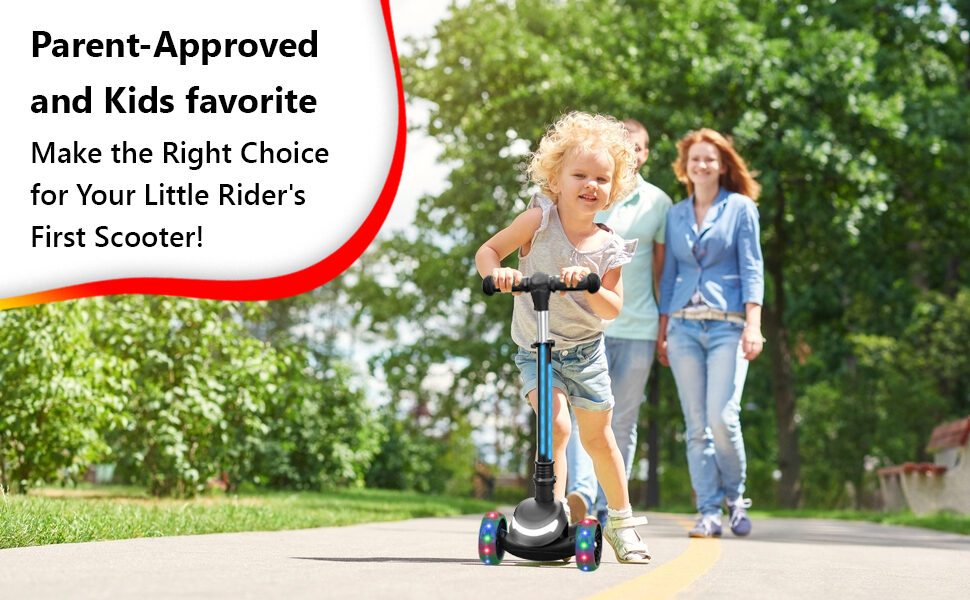 Adjustable height and light-up LED wheels that illuminate as kids ride