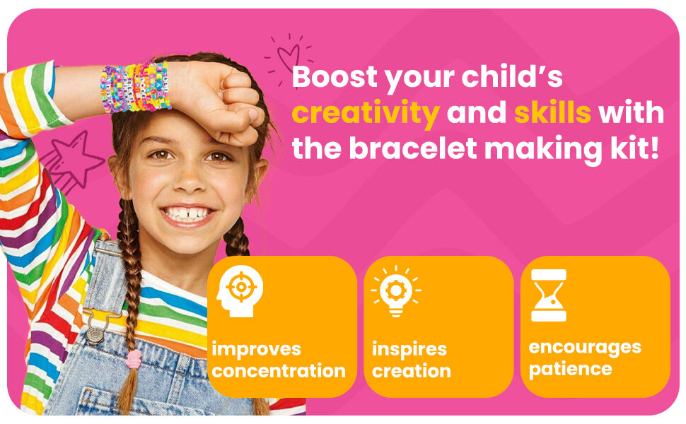 All-in-one DIY bracelet making kit: the sorted bead trays, cords and charms shown next to the GRAFLO retail box