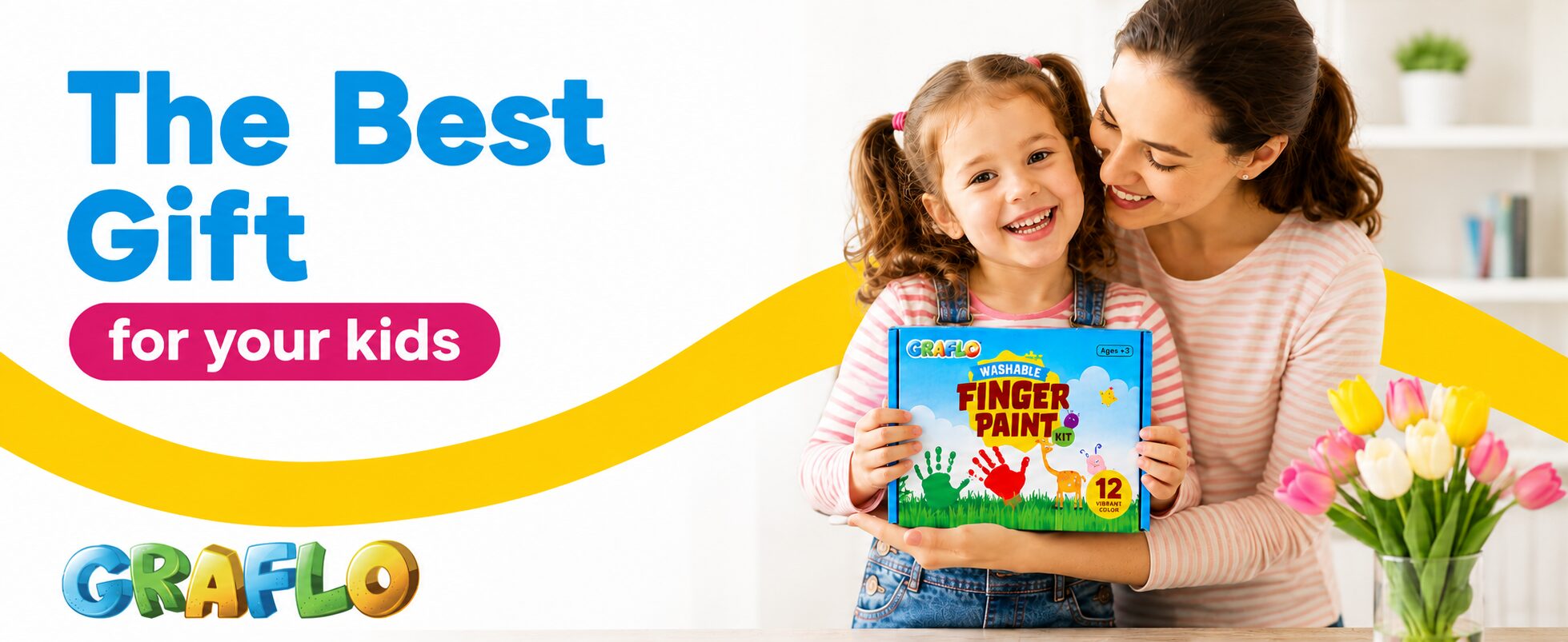 The best gift for your kids - girl holding the GRAFLO washable finger paint box