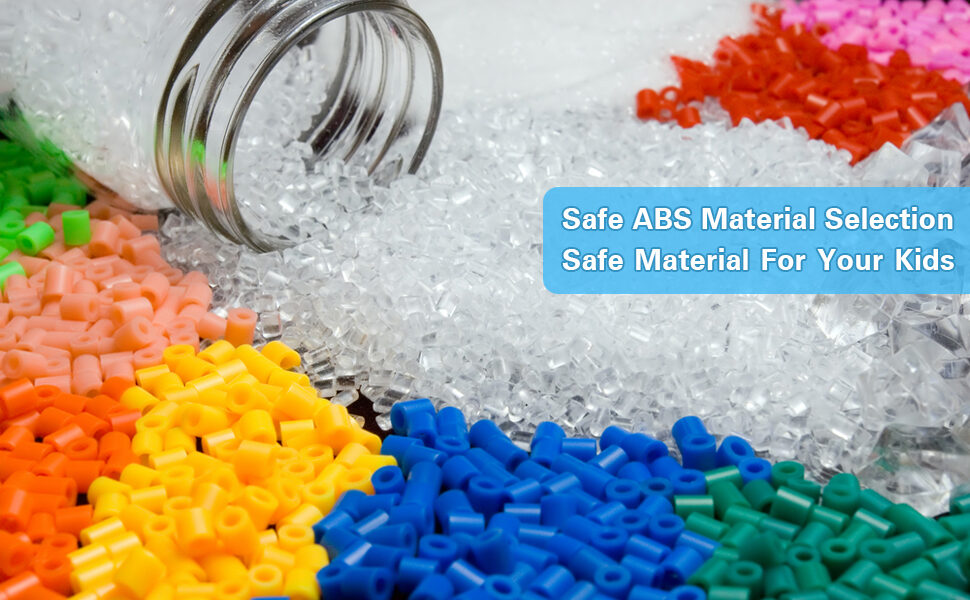 Safe ABS material selection: raw plastic pellets in the colours used for GRAFLO magnetic sticks